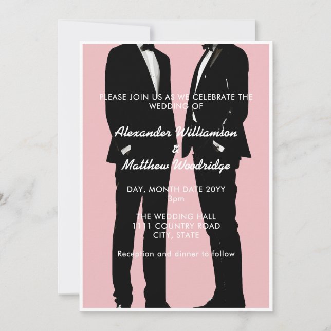 Elegante moderne Homosexuelle Hochzeit Einladung (Vorderseite)