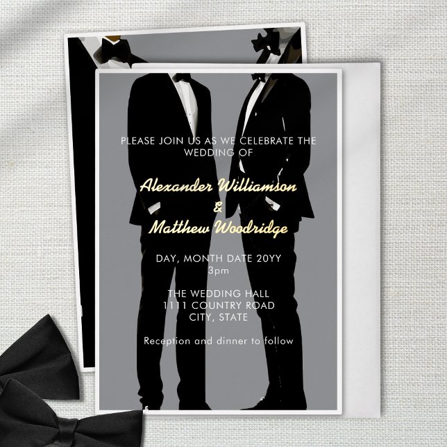 Elegante moderne Homosexuelle Hochzeit Folieneinladung (Von Creator hochgeladen)