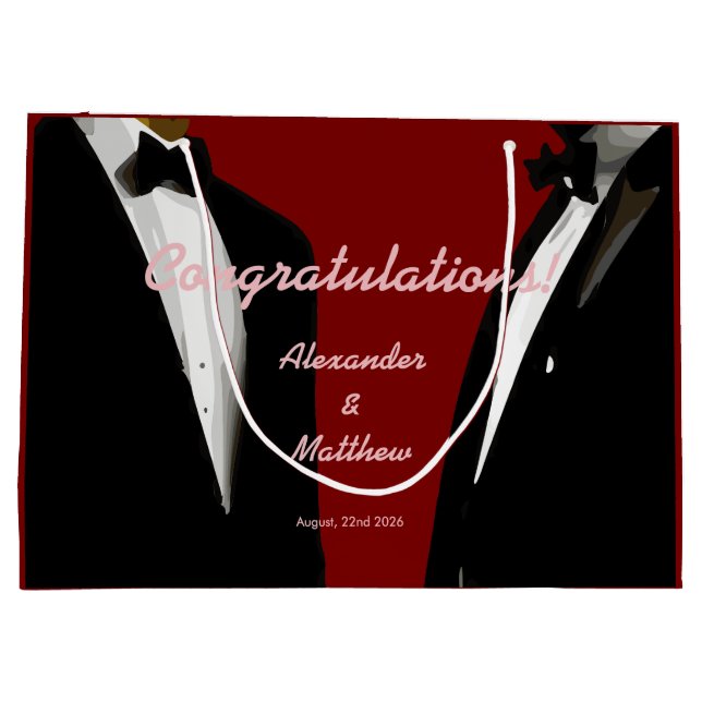 Elegante moderne Homosexuelle Hochzeit Große Geschenktüte (Rückseite)