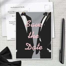 Elegante, moderne Homosexuelle Save the Date Hochz Postkarte