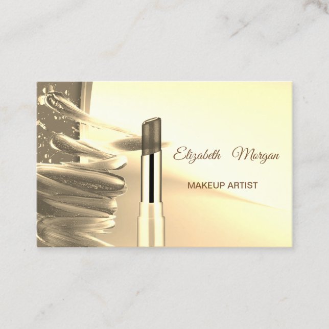 Elegante Moderne Imitate Gold, Lipstick Visitenkarte (Vorderseite)