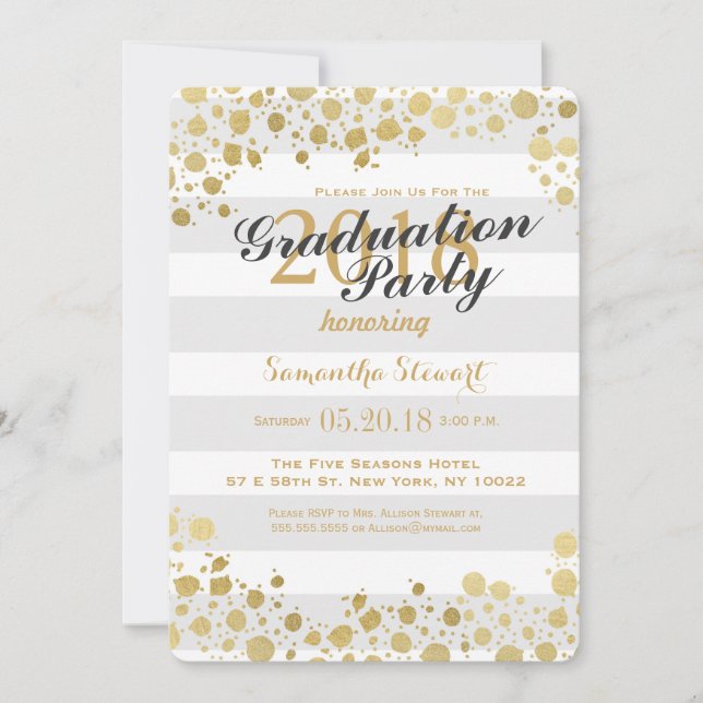Elegante Moderne Imitate Gold Spritzer und Streife Einladung (Vorderseite)