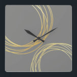 elegante moderne Imitate goldene geometrische Krei Quadratische Wanduhr<br><div class="desc">Minimalistisches,  modernes und stilvolles Design,  das die goldenen Imitate und den grauen Hintergrund darstellt.</div>