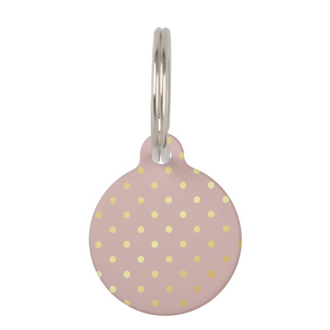 elegante moderne Imitate Goldpolka-Punktmuster Tiernamensmarke (Vorderseite)