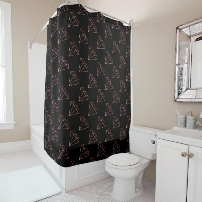 elegante moderne Imitate Rose Gold Diamant schwarz Duschvorhang (Beispiel)