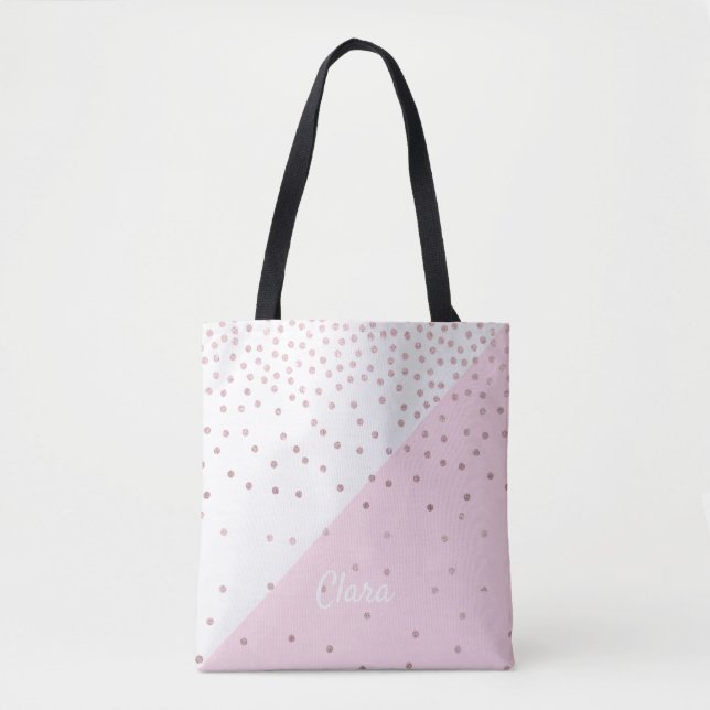 Elegante moderne Imitate Rose Gold Glitzer Konfett Tasche (Vorderseite)