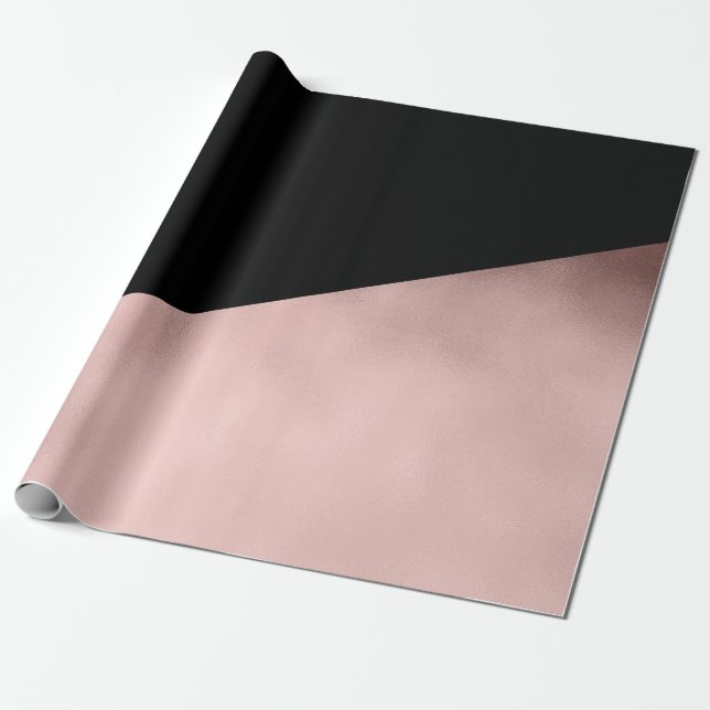 elegante moderne Imitate Rose gold Schwarz geometr Geschenkpapier (Ungerollt)