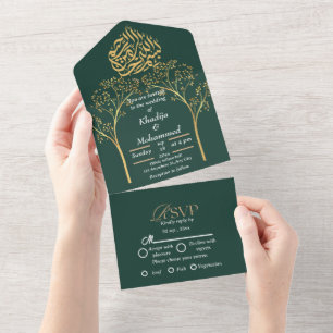 Elegante moderne islamische Hochzeit All In One Einladung