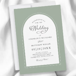Elegante moderne Kalligrafie-Hochzeit Salbei Grün Einladung
