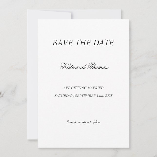 Elegante Moderne Kalligrafie Minimalistisch Chic W Save The Date (Vorderseite)