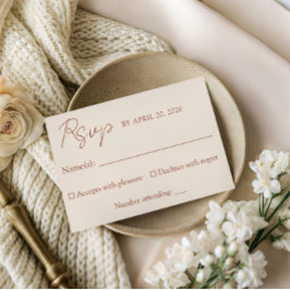 Elegante moderne Kalligrafie Minimalistische Hochz RSVP Karte