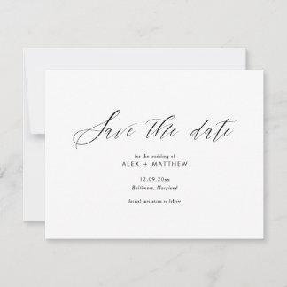 Elegante moderne Kalligrafie Save the Date minimal Einladung