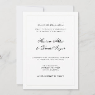 Elegante moderne Kalligrafie-Schrift Weiße Hochzei Einladung