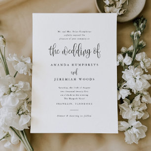 Elegante moderne Kalligrafie Schwarz-Weiß-Hochzeit Einladung