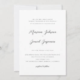 Elegante moderne Kalligrafie Script White Wedding Einladung