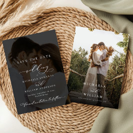 Elegante moderne Kalligraphie 2-Foto Hochzeit Save The Date