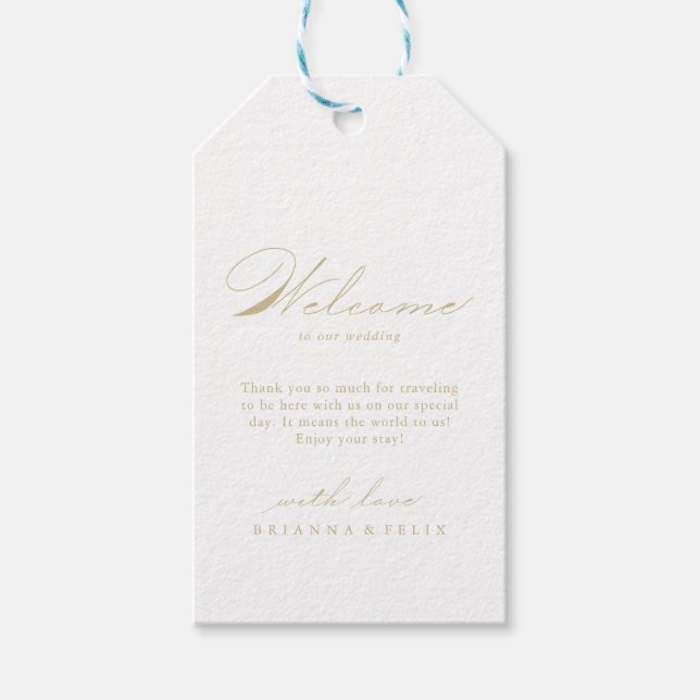 Elegante Moderne Kalligraphie - Goldene Hochzeit W Geschenkanhänger (Vorderseite)