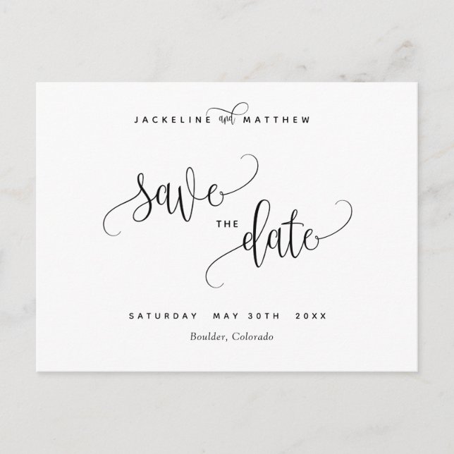Elegante moderne Kalligraphie Hochzeit retten das  Postkarte (Vorderseite)