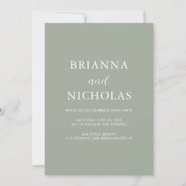 Elegante Moderne Kalligraphie Sage Green Wedding Einladung