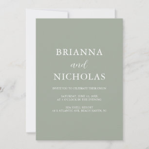 Elegante Moderne Kalligraphie Sage Green Wedding Einladung