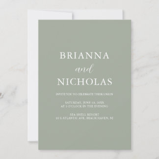 Elegante Moderne Kalligraphie Sage Green Wedding Einladung