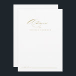Elegante moderne kalligraphische Hochzeit Hinweiskarte<br><div class="desc">Diese elegante, moderne Kalligraphie Gold Hochzeitsratenkarte ist ideal für eine rustikale Hochzeit. Das einfache und stilvolle Design zeichnet sich durch klassische und extravagante Schriftzeichen in Gold aus. Diese Karten sind ideal für Hochzeiten, Brautparty, Babydusche, Graduiertenfest u.v.m. Personalisieren Sie die Karten mit den Namen der Braut und Bräutigam, den Eltern, die...</div>