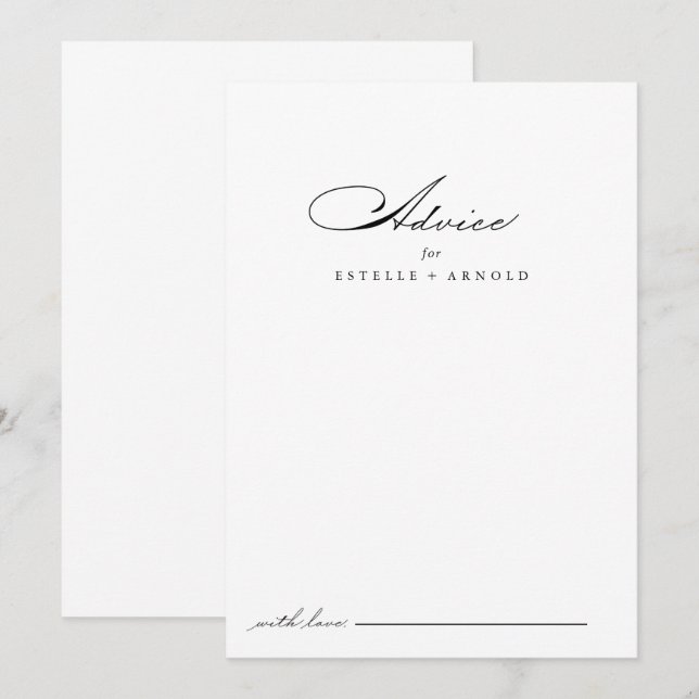 Elegante moderne kalligraphische Hochzeitsberatung Hinweiskarte (Vorne/Hinten)