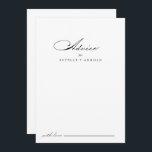 Elegante moderne kalligraphische Hochzeitsberatung Hinweiskarte<br><div class="desc">Diese elegante, moderne kalligraphische Hochzeitsratenkarte ist ideal für eine rustikale Hochzeit. Das schlichte und stilvolle Design zeichnet sich durch klassische und extravagante Schrift-Typografie in Schwarz und Weiß aus. Diese Karten sind ideal für Hochzeiten, Brautparty, Babydusche, Graduiertenfest u.v.m. Personalisieren Sie die Karten mit den Namen der Braut und Bräutigam, den Eltern,...</div>