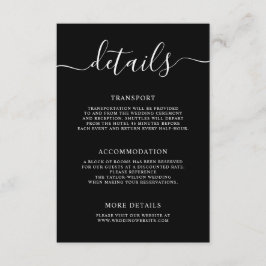 Elegante, moderne kalligraphische Hochzeitsdetails Begleitkarte