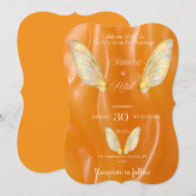Elegante moderne Karamell-Hochzeitseinladung
