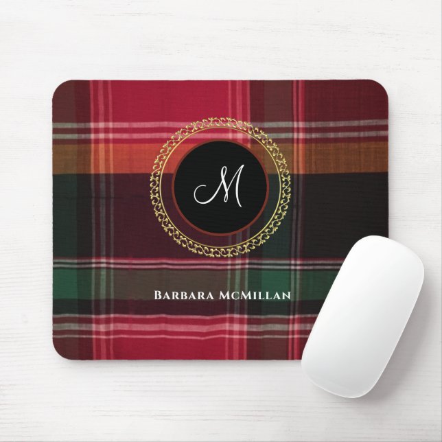Elegante Moderne Karierte Madras Persönliche Gesta Mousepad (Mit Mouse)