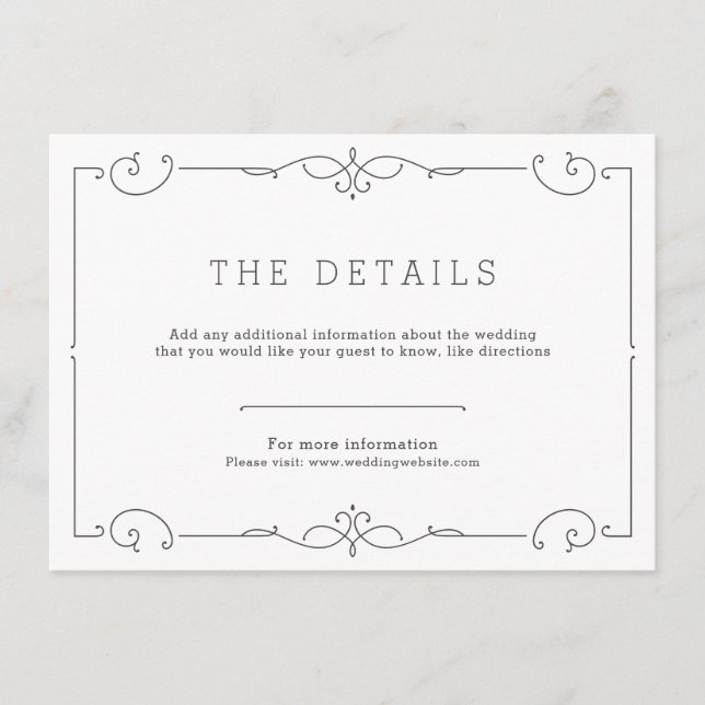 Elegante moderne Klassik Hochzeitskarte Begleitkarte (Vorderseite)