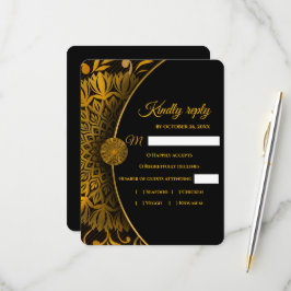 Elegante moderne, klassische RSVP-Karte in Schwarz RSVP Karte