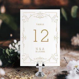 Elegante moderne klassische Vintage-Hochzeitstisch Tischnummer