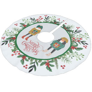 Elegante Moderne Kleider und Skripte Frohe Weihnac Polyester Weihnachtsbaumdecke