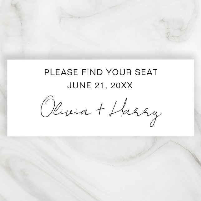 Elegante moderne Kopfkarte für Hochzeitstische Einladung (Personalize with Your Custom Date & Names in Stylish Handwritten Script)