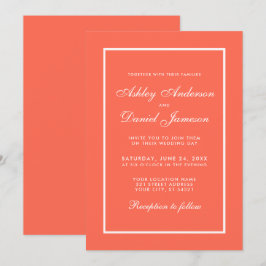 Elegante, moderne Korallen und weiße Hochzeiten Ei Einladung