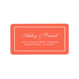 Elegante moderne Korallenhochzeit Adressaufkleber