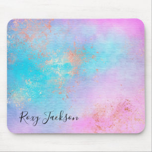 Elegante moderne Küken Rose Gold Aquarell farbig Mousepad