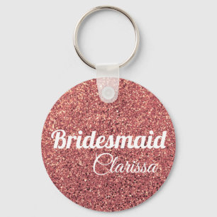 elegante moderne Küken-Rose Gold Glitzer Bridesai Schlüsselanhänger