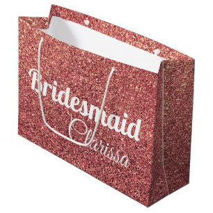 elegante moderne Küken-Rose Gold Glitzer Bridesaid Große Geschenktüte