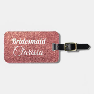 elegante moderne Küken Rose Gold Glitzer Bridesmai Gepäckanhänger