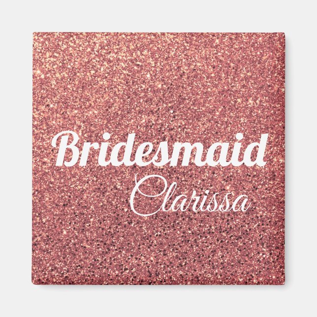 elegante moderne Küken Rose Gold Glitzer Bridesmai Magnet (Vorne)