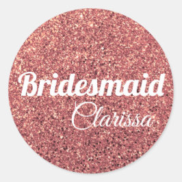 elegante moderne Küken Rose Gold Glitzer Bridesmai Runder Aufkleber