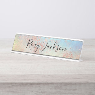Elegante moderne Küken Rose goldfarben Aquarell fa Schreibtischnamensplakette