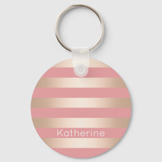 Elegante moderne Küken-Rose, rosa gestreift Schlüsselanhänger