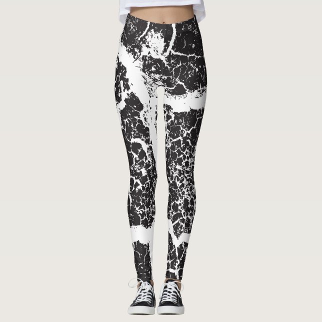 Elegante moderne Kunst Schwarz-weiß Leggings (Vorderseite)
