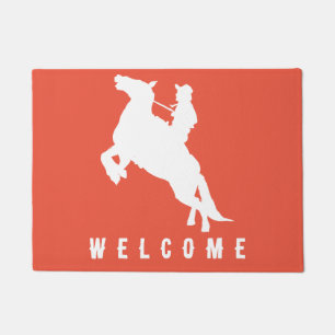 Elegante Moderne Kunst und Orange Horse Willkommen Fußmatte