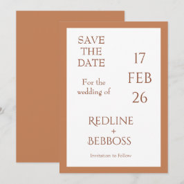 Elegante moderne Kupfer-Hochzeit Save The Date