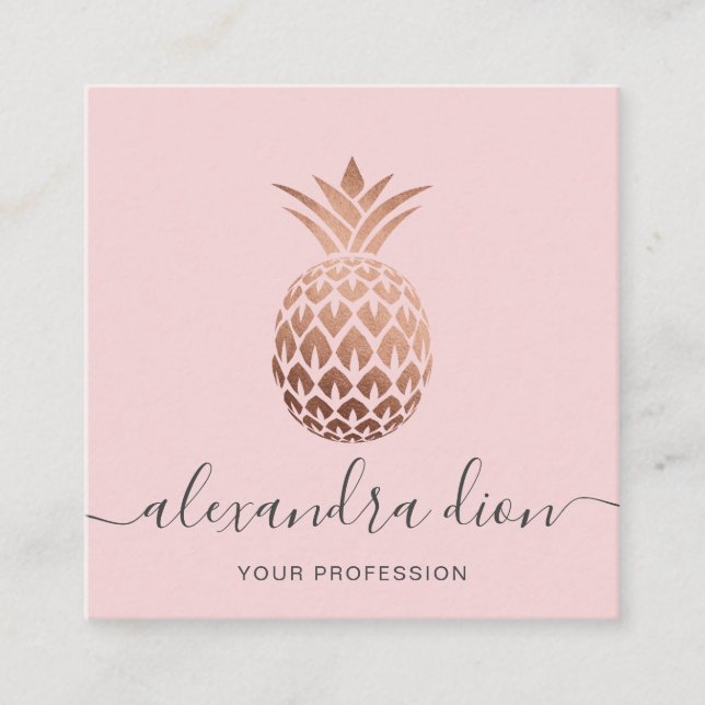 Elegante, moderne Kupferkiefer-Rose, Goldpink Quadratische Visitenkarte (Vorderseite)